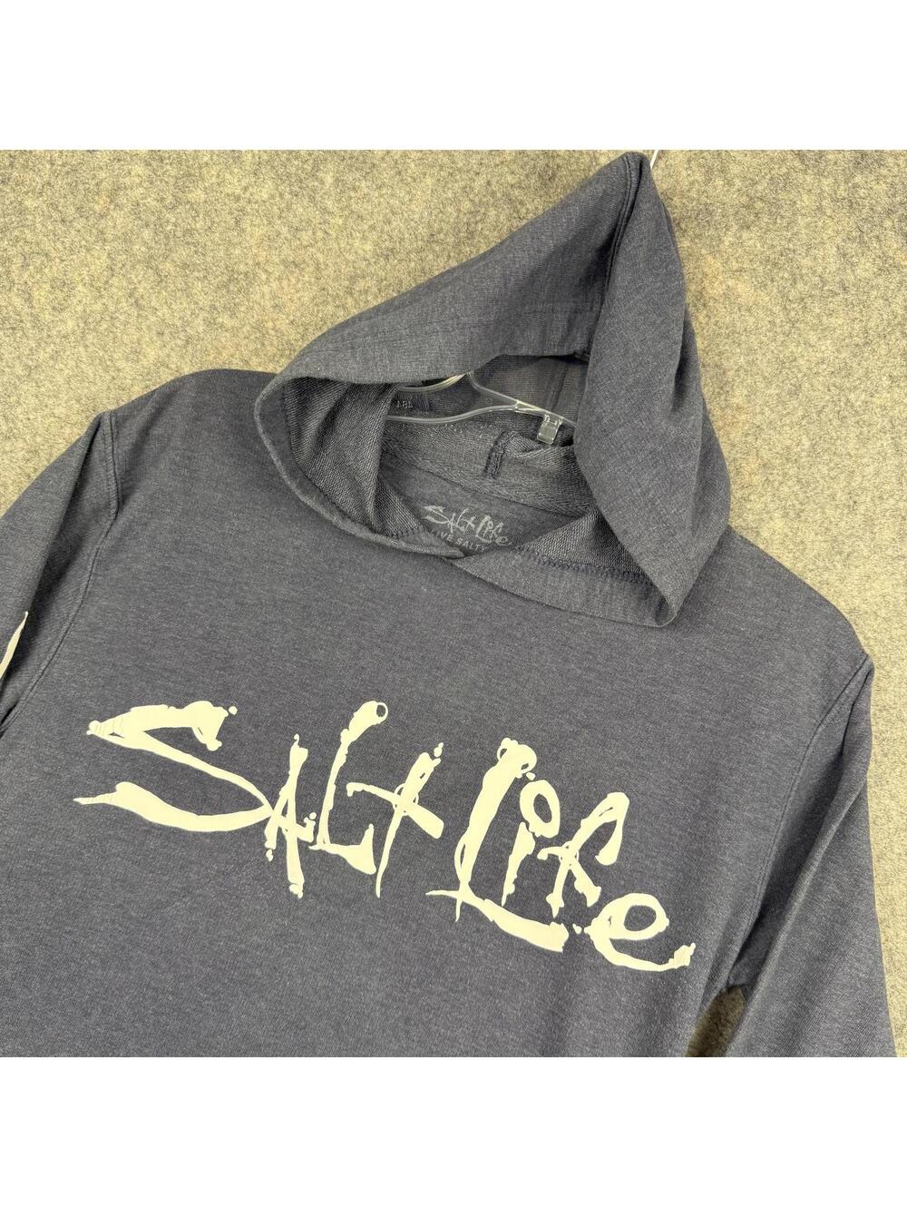 Salt Life Men’s Hoodie Fishing Beach Gray White Size Small 014
